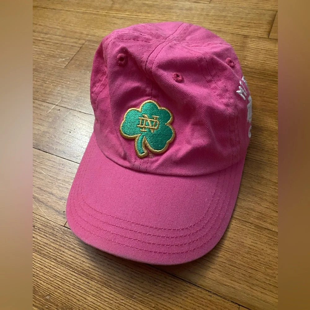 EUC Notre Dame Pink my first girls baby Cap with Fighting Shamrock gift shower